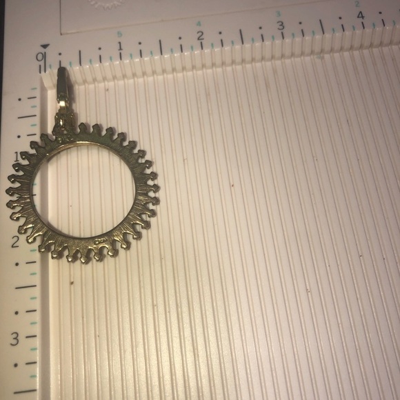 KENNETH Jay Lane Brass Bronze Colour Blue Stone Circle Hoop Dangle Earrings 2.3” - Picture 8 of 8